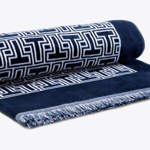 NWT! Tory Burch Oversized T-Tile Beach Towel -Navy